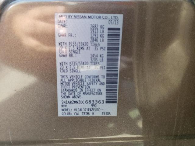 5N1AR2MN2DC683363 - 2013 NISSAN PATHFINDER S 灰色 照片 12