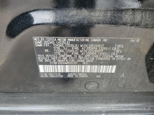 2T3BF4DV4AW050319 - 2010 TOYOTA RAV4 BLACK photo 13