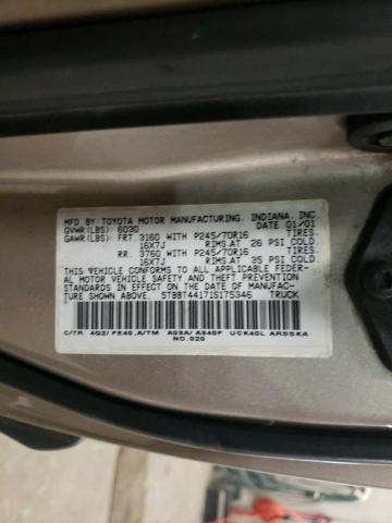 5TBBT44171S175346 - 2001 TOYOTA TUNDRA ACCESS CAB თაფლისფერი ფოტო 12