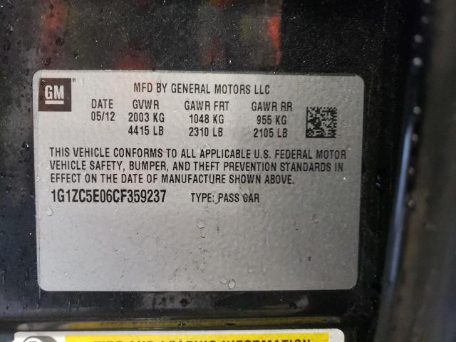 1G1ZC5E06CF359237 - 2012 CHEVROLET MALIBU 1LT CHARCOAL photo 12