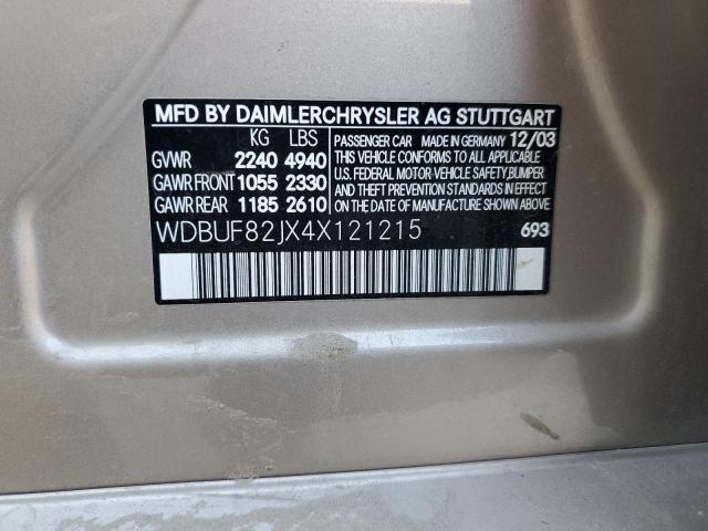 WDBUF82JX4X121215 - 2004 MERCEDES-BENZ E 320 4MATIC BEIGE photo 12