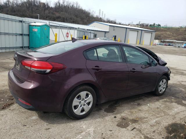 3KPFK4A71JE250878 - 2018 KIA FORTE LX BURGUNDY photo 3