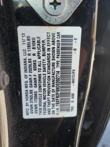 19XFB2F99DE092714 - 2013 HONDA CIVIC EXL შავი ფოტო 12