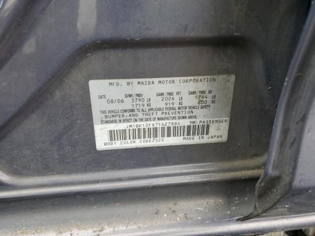 JM1BK12FX71627884 - 2007 MAZDA 3 I GRAY photo 12