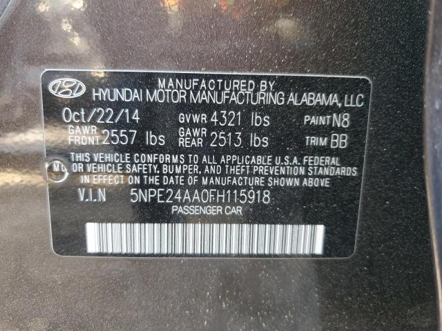 5NPE24AA0FH115918 - 2015 HYUNDAI SONATA ECO BROWN photo 12