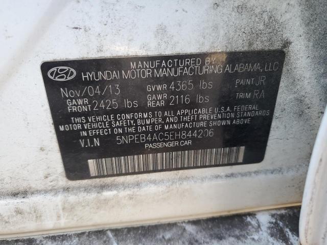 5NPEB4AC5EH844206 - 2014 HYUNDAI SONATA GLS WHITE photo 12