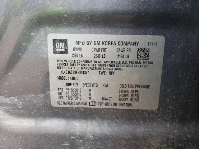 KL4CJASB8FB091377 - 2015 BUICK ENCORE GRAY photo 12