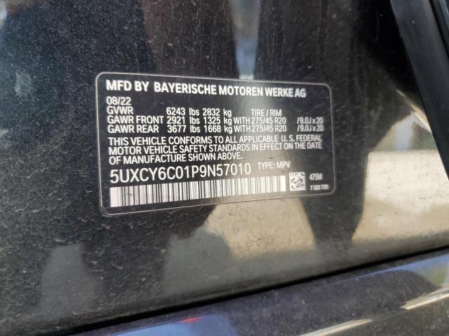 5UXCY6C01P9N57010 - 2023 BMW X6 XDRIVE40I BLACK photo 12