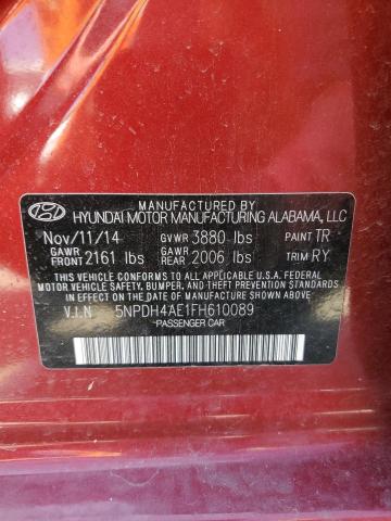 5NPDH4AE1FH610089 - 2015 HYUNDAI ELANTRA SE RED photo 13