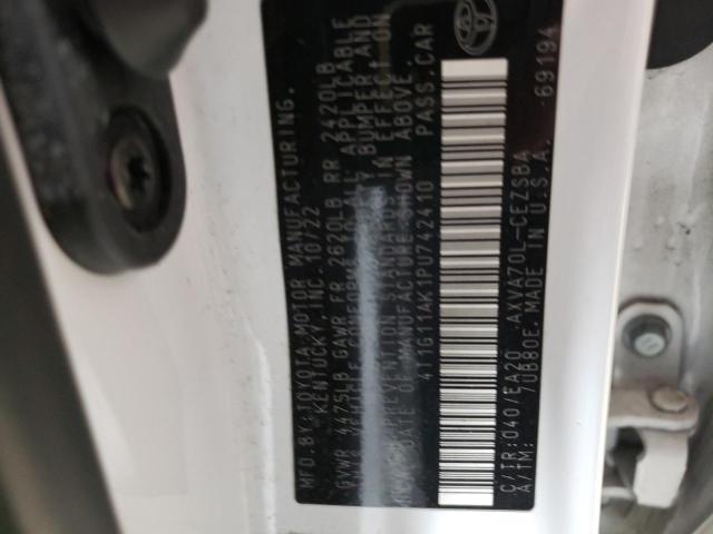 4T1G11AK1PU742410 - 2023 TOYOTA CAMRY SE NIGHT SHADE WHITE photo 12