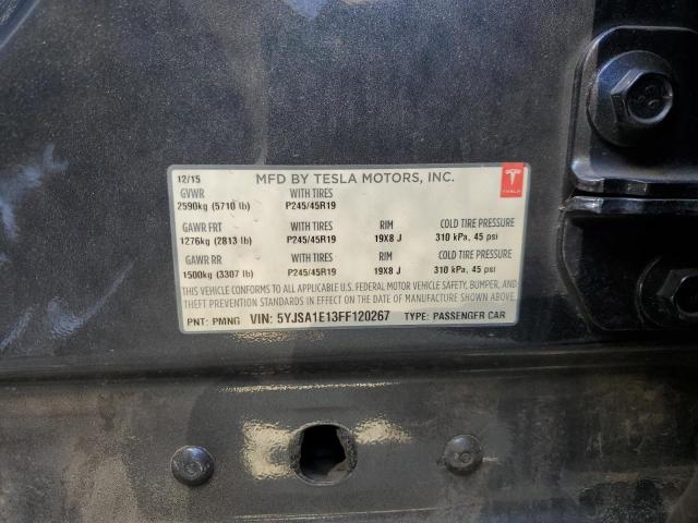 5YJSA1E13FF120267 - 2015 TESLA MODEL S Մոխրագույն լուսանկար 13