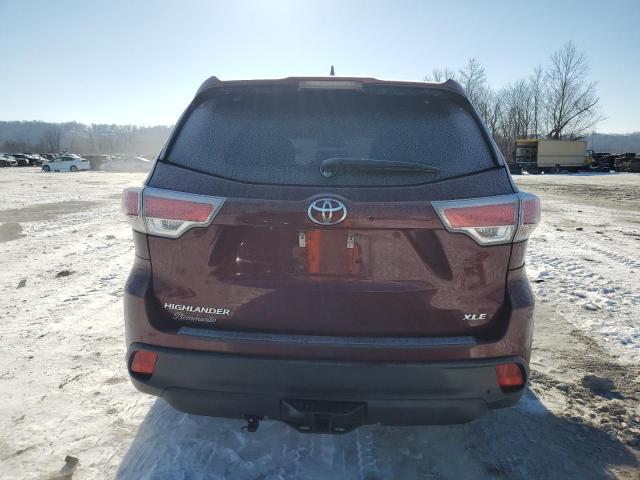 5TDKKRFH0FS111092 - 2015 TOYOTA HIGHLANDER XLE 勃艮第红 照片 6