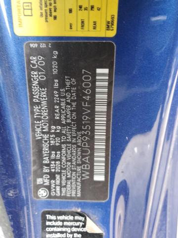 WBAUP93519VF46007 - 2009 BMW 128 I BLUE photo 12