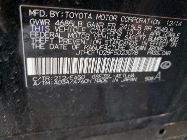 JTHCF1D28F5023078 - 2015 LEXUS IS 250 BLACK photo 13