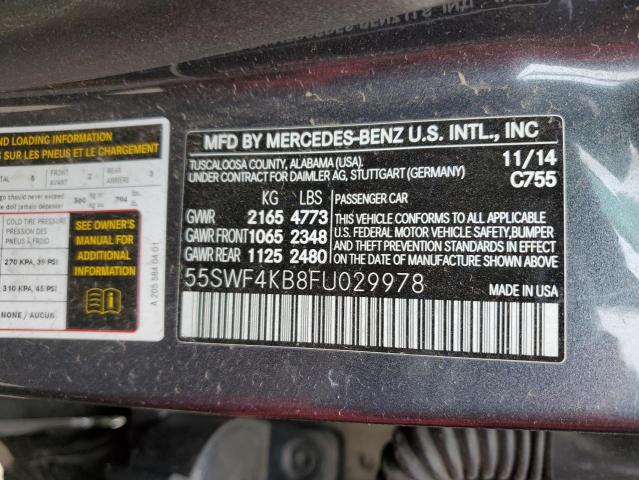 55SWF4KB8FU029978 - 2015 MERCEDES-BENZ C 300 4MATIC GRAY photo 12