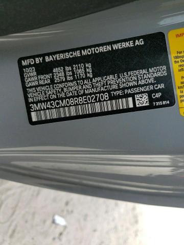 3MW43CM08R8E02708 - 2024 BMW M240I GRAY photo 12