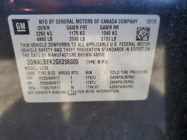 2GNALBEK2G6206009 - 2016 CHEVROLET EQUINOX LS GRAY photo 12