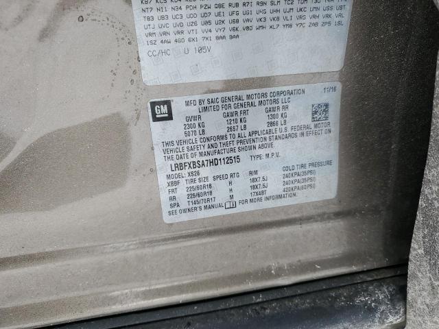 LRBFXBSA7HD112515 - 2017 BUICK ENVISION ESSENCE Թուխ լուսանկար 13