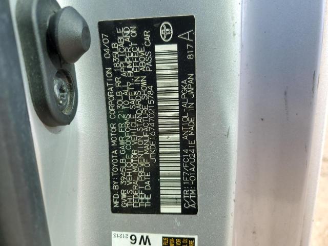 JTKDE167470215784 - 2007 TOYOTA SCION TC 银色 照片 12