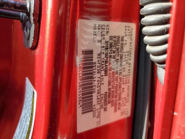 3N1BC1AP1BL415869 - 2011 NISSAN VERSA S RED photo 12