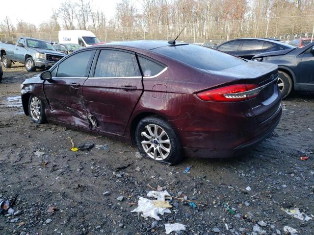 3FA6P0G75HR199007 - 2017 FORD FUSION S BURGUNDY photo 2