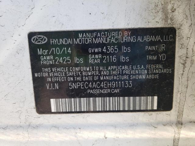 5NPEC4AC4EH911133 - 2014 HYUNDAI SONATA SE WHITE photo 12