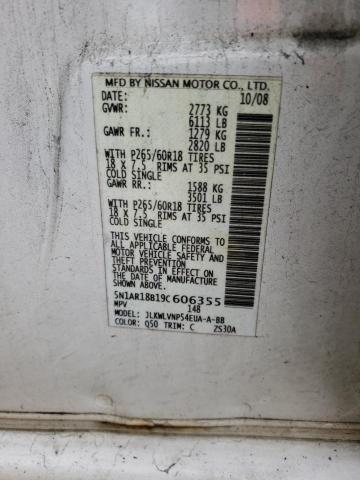 5N1AR18B19C606355 - 2009 NISSAN PATHFINDER S Ağ foto 13