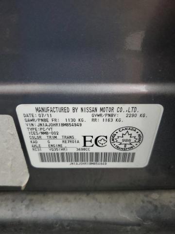 JN1AJ0HR1BM854949 - 2011 INFINITI EX35 BASE Մոխրագույն լուսանկար 12