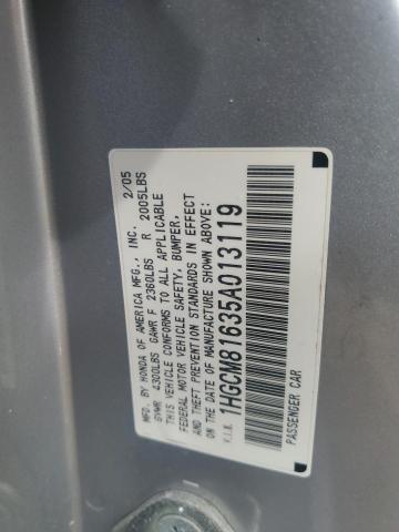 1HGCM81635A013119 - 2005 HONDA ACCORD EX SILVER photo 12