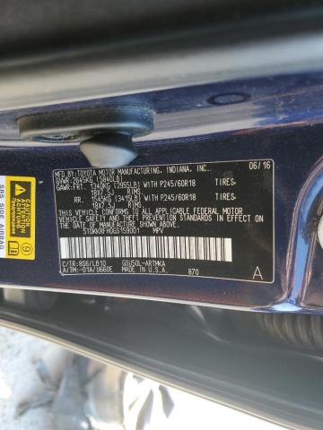 5TDKKRFH0GS159001 - 2016 TOYOTA HIGHLANDER XLE 蓝色 照片 14