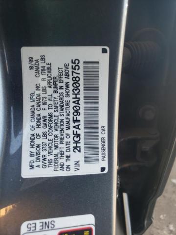 2HGFA1F90AH308755 - 2010 HONDA CIVIC EXL ნაცრისფერი ფოტო 13