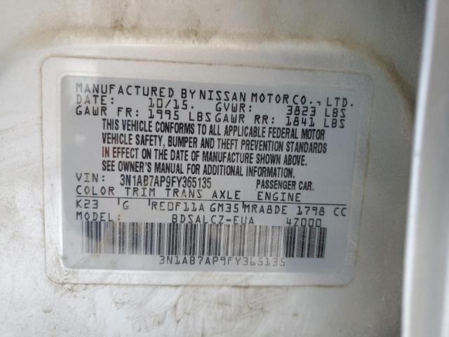 3N1AB7AP9FY365135 - 2015 NISSAN SENTRA S SILVER photo 12