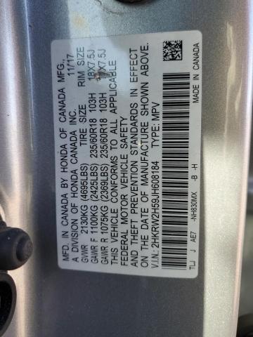 2HKRW2H59JH608184 - 2018 HONDA CR-V EX SILVER photo 12