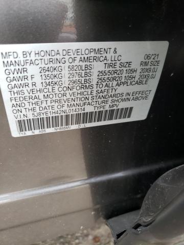 5J8YE1H42NL014314 - 2022 ACURA MDX TECHNOLOGY 灰色 照片 14