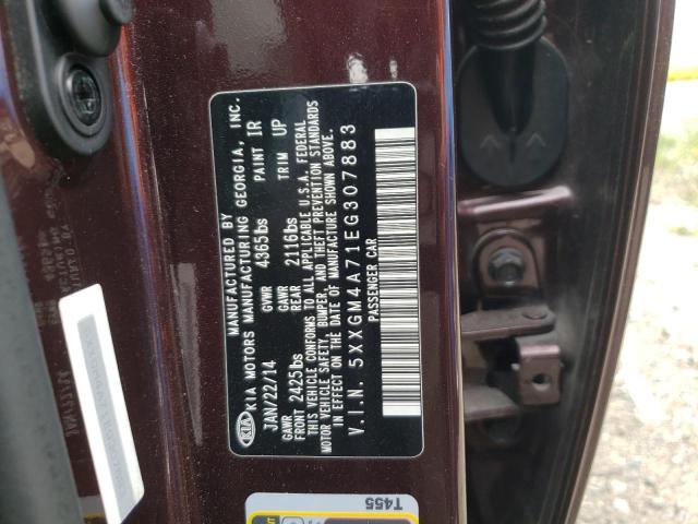 5XXGM4A71EG307883 - 2014 KIA OPTIMA LX MAROON photo 12