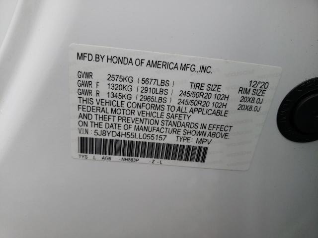 5J8YD4H55LL055157 - 2020 ACURA MDX TECHNOLOGY 白色 照片 14