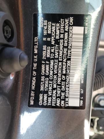 SHHFK7H42LU417306 - 2020 HONDA CIVIC SPORT 银色 照片 12