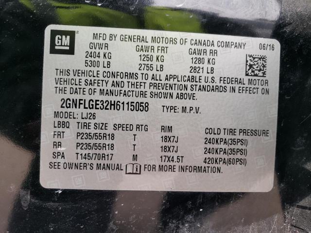 2GNFLGE32H6115058 - 2017 CHEVROLET EQUINOX PREMIER BLACK photo 12