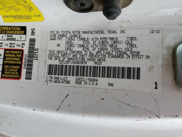 5TFLU5F1XDX029078 - 2013 TOYOTA TUNDRA WHITE photo 14