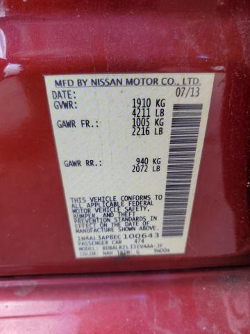 1N4AL3AP8EC100643 - 2014 NISSAN ALTIMA 2.5 RED photo 12