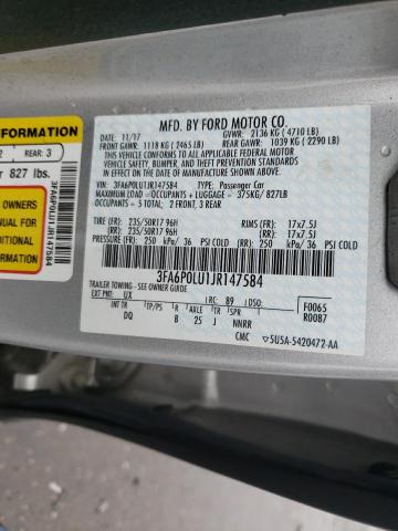 3FA6P0LU1JR147584 - 2018 FORD FUSION SE HYBRID SILVER photo 12