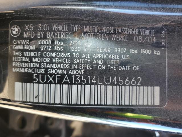 5UXFA13514LU45662 - 2004 BMW X5 3.0I BLACK photo 13