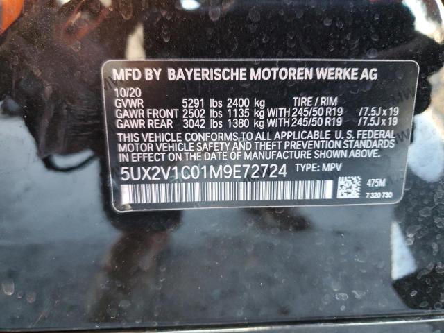 5UX2V1C01M9E72724 - 2021 BMW X4 XDRIVE30I BLACK photo 12