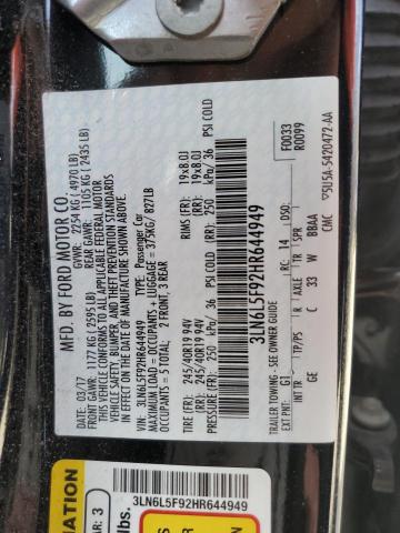 3LN6L5F92HR644949 - 2017 LINCOLN MKZ RESERVE შავი ფოტო 13