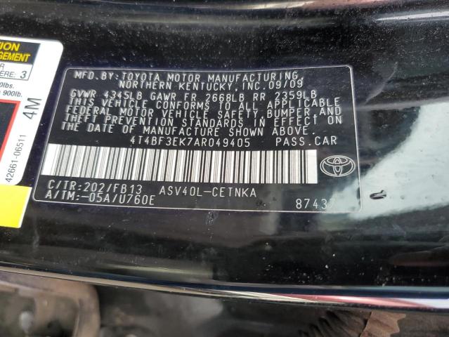 4T4BF3EK7AR049405 - 2010 TOYOTA CAMRY BASE GRAY photo 13