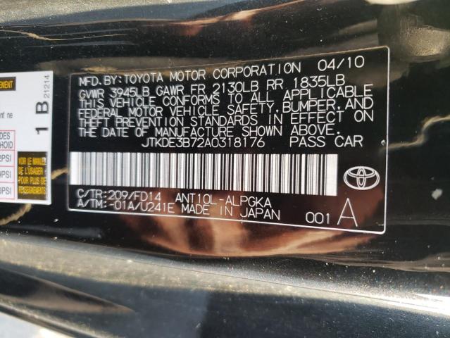 JTKDE3B72A0318176 - 2010 TOYOTA SCION TC 黑色 照片 12