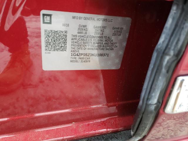 1G4ZP5SZ3KU100371 - 2019 BUICK LACROSSE ESSENCE RED photo 12