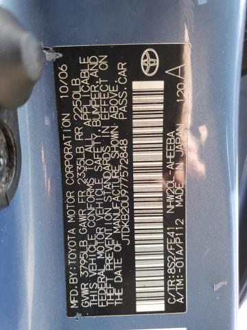 JTDKB20U977572848 - 2007 TOYOTA PRIUS BLUE photo 12