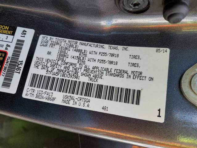 5TFUW5F10EX393901 - 2014 TOYOTA TUNDRA DOUBLE CAB SR/SR5 GRAY photo 12