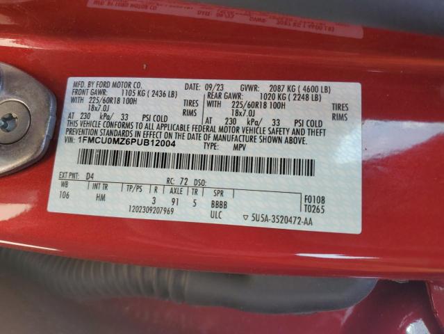 1FMCU0MZ6PUB12004 - 2023 FORD ESCAPE ST LINE RED photo 12